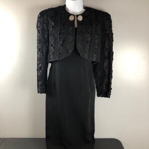 Karen Lawrence black vintage evening dress /jacket  size 4